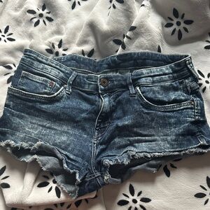 H&M Dark Blue Distressed Denim Cutoff Shorts
